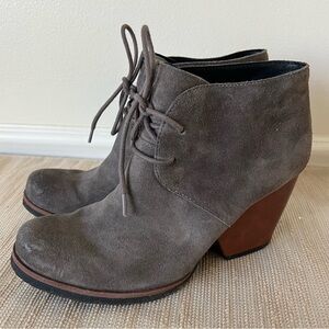Kork-Ease Korks Roana Gray Suede Lace Up Wedge Boot - Size 7.5 M Boho Classic